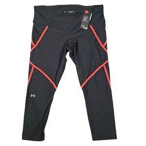 Under Armour Women's HeatGear Compression Leggings Black Coral XXL Activewear
